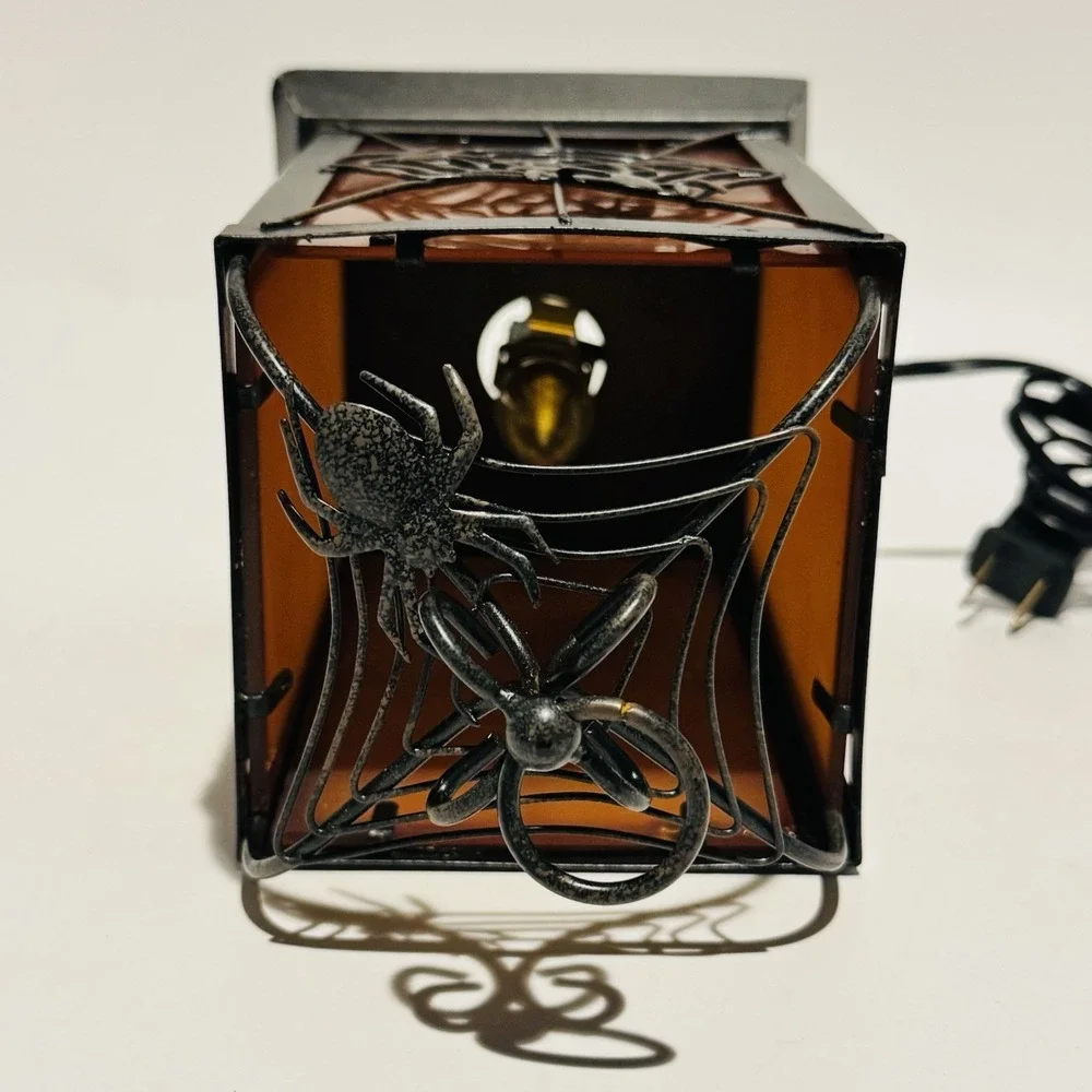 Vintage Ting Shen Halloween Spider Web Hanging Lantern Lamp w/Flickering‎ Bulb